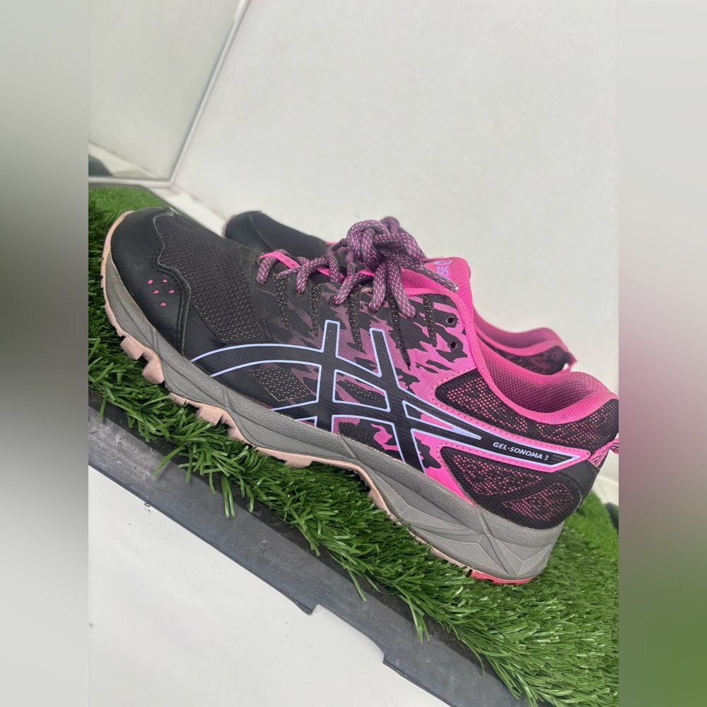 Asics Gel Sonoma 3 Trail Running Sneaker Black Pink Women’s Size 8.5 T774N